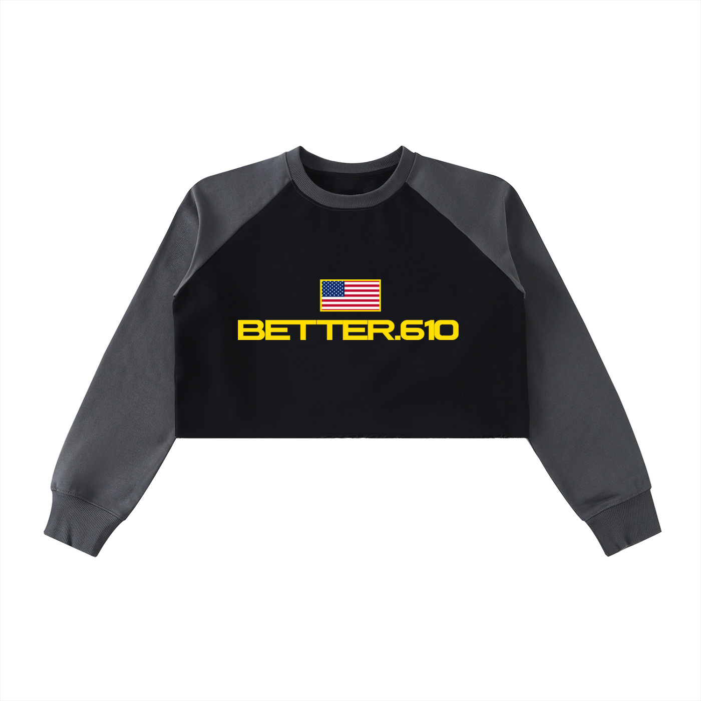 Raw-Hem Color-Block Raglan Crop Sweatshirt