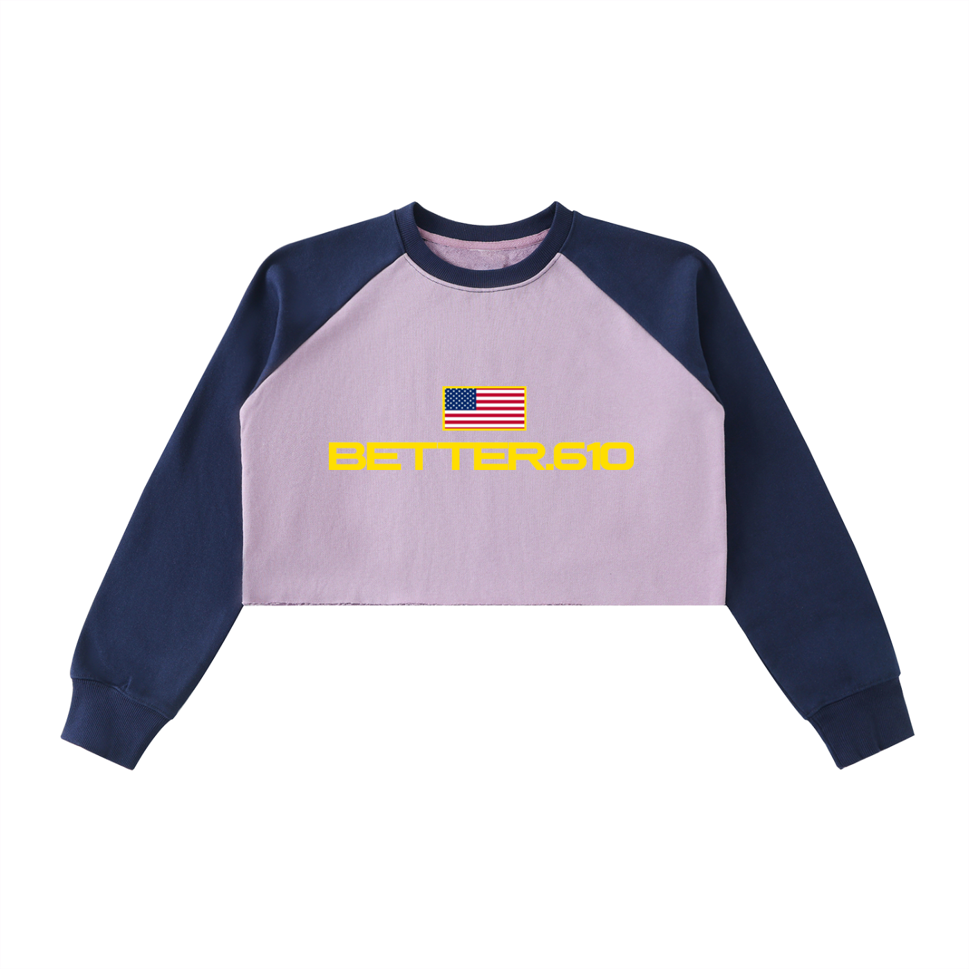 Raw-Hem Color-Block Raglan Crop Sweatshirt