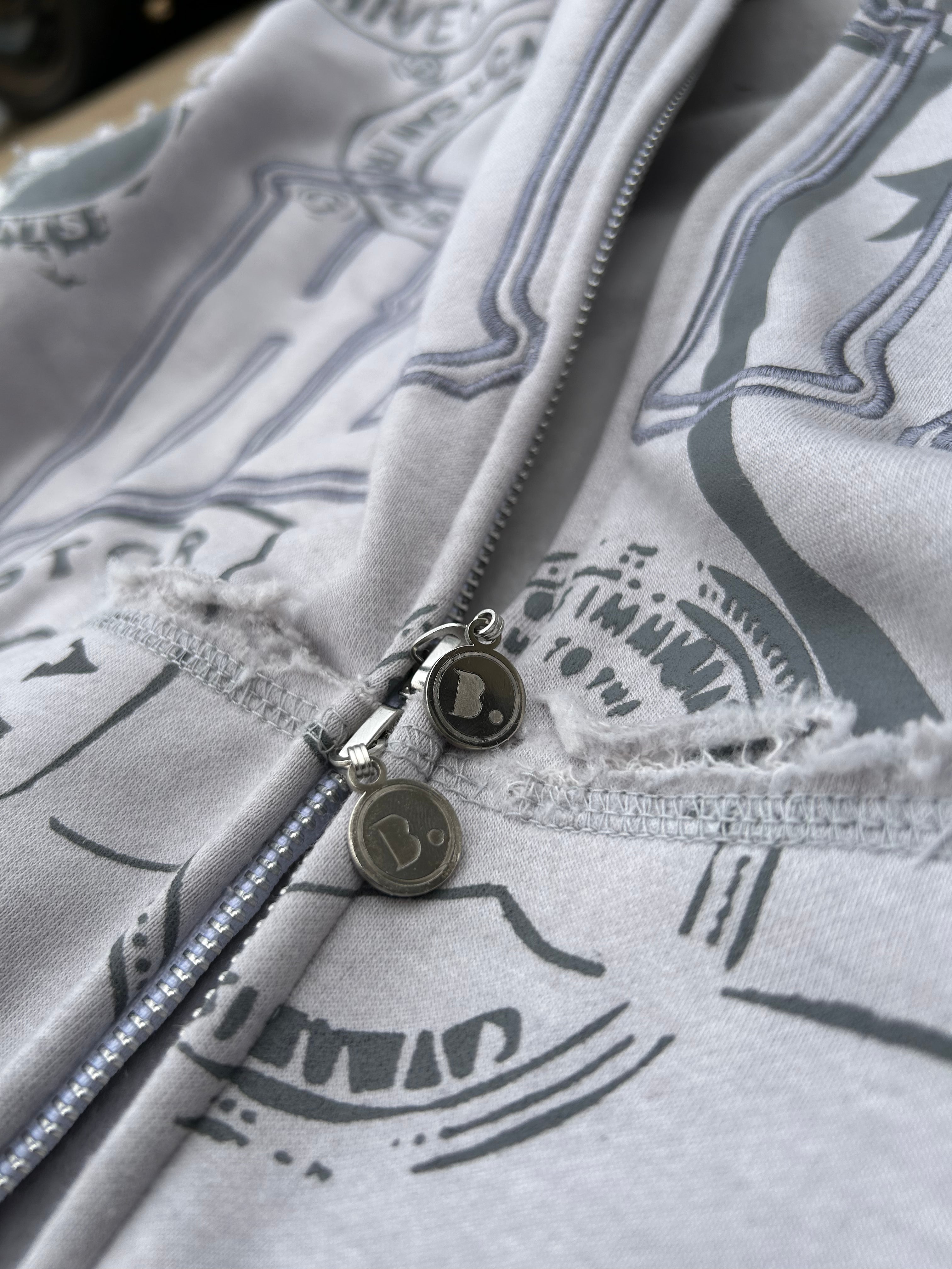 Grey Stamped Zip Up